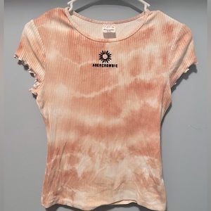 Pink-orange and white tie dye full length shirt. From Abercrombie, size 15-16.